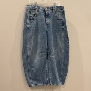 We The Free Blue barrel Wide Leg Jeans
